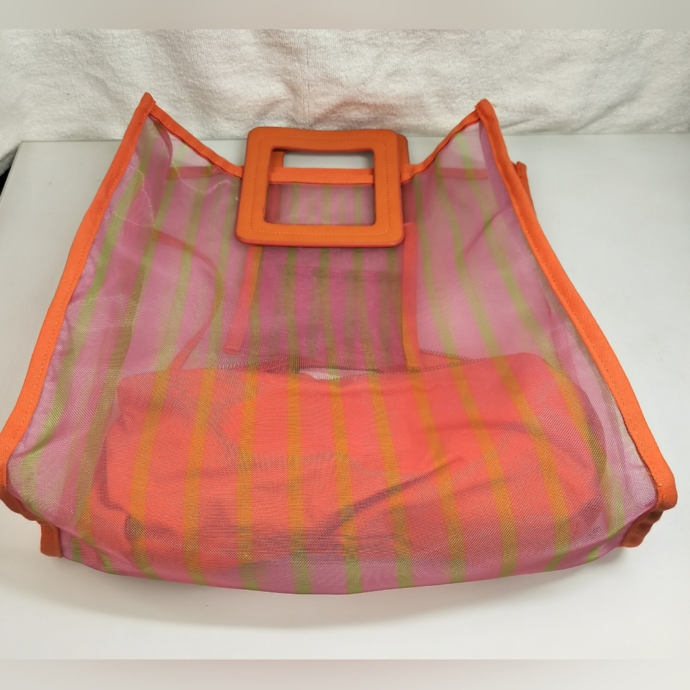 L Space Orange and Pink Mesh Tote Bag